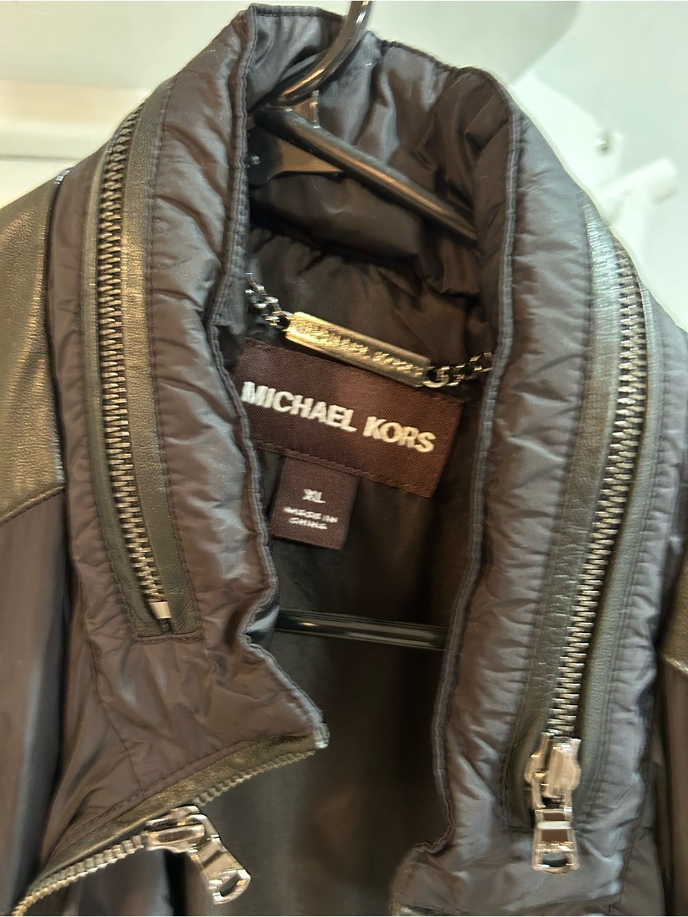 Michael Kors Black light weight Jacket with Silver Hardware.  Nylon.